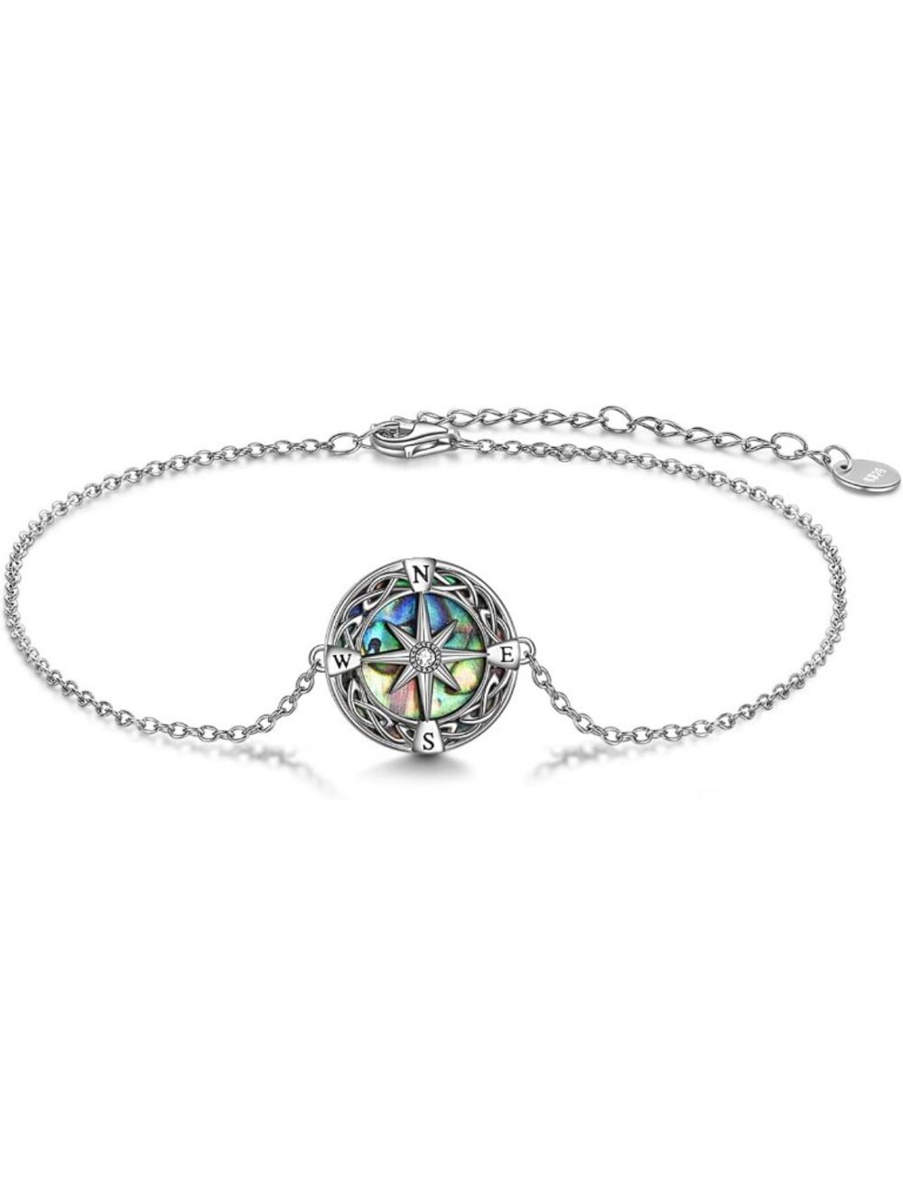 Sterling Silver Lighthouse Compass Bracelet for Women - Abalone Shell Gift